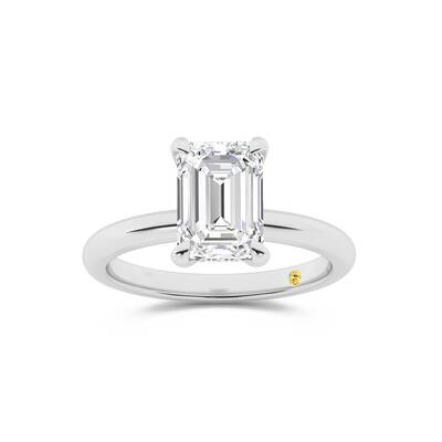Fez Lab Grown Hidden Halo Emerald Cut Diamond Engagement RIng | 18K White Gold 1 1/10 ct. tw.