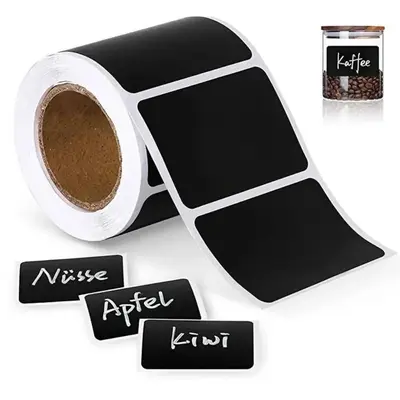 Removable Replaceable Blackboard Label Sticker, 120pcs/roll Square Solid Color Decorative Sticker for Jar Bottle, Label Stick...