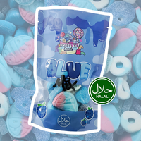 Halal Blue Gummy Candy Mix – Sweet & Sour Candy Blue Raspberry and Blueberry Snack Bonbon