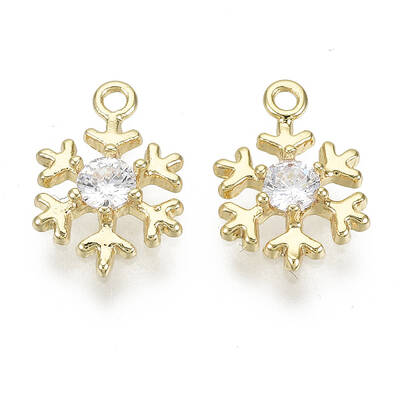 Brass Micro Pave Clear Cubic Zirconia Charms
