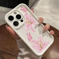 Chic Lily Charm Pattern TPU Phone Case for iPhone 16 15 14 Pro Max 13 12 11 XR XS Plus Shockproof Drop Protection Rugged Dura...