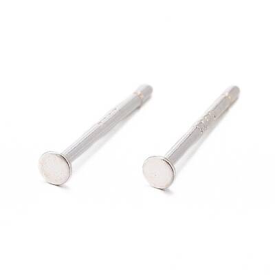925 Sterling Silver Flat Pad  Stud Earring Findings