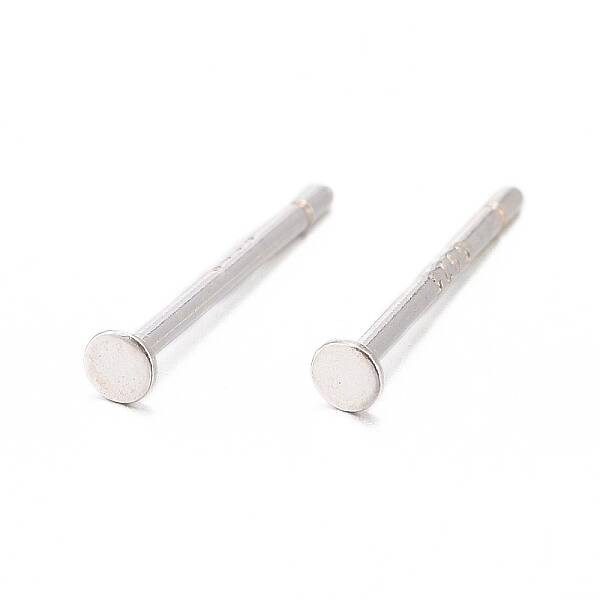 925 Sterling Silver Flat Pad  Stud Earring Findings