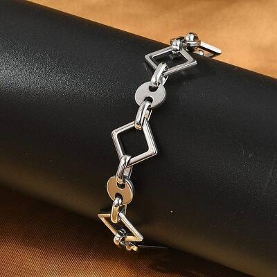 304 Stainless Steel Rhombus Link Chains Bracelets for Men & Women