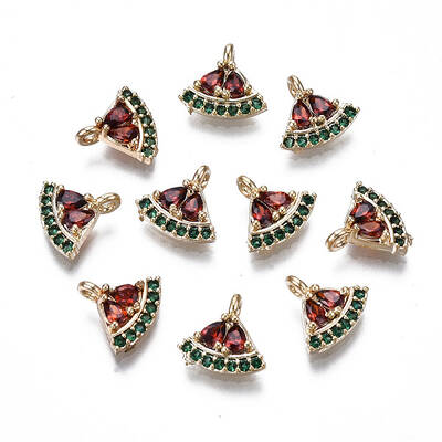 Brass Micro Pave Colorful Cubic Zirconia Charms