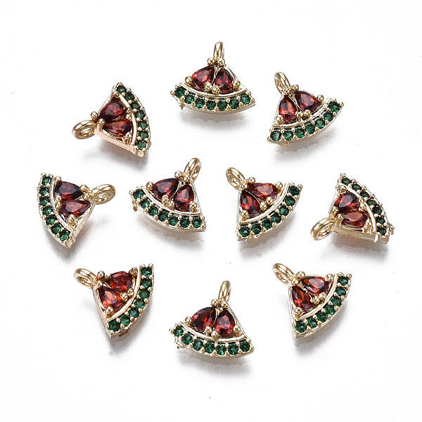 Brass Micro Pave Colorful Cubic Zirconia Charms