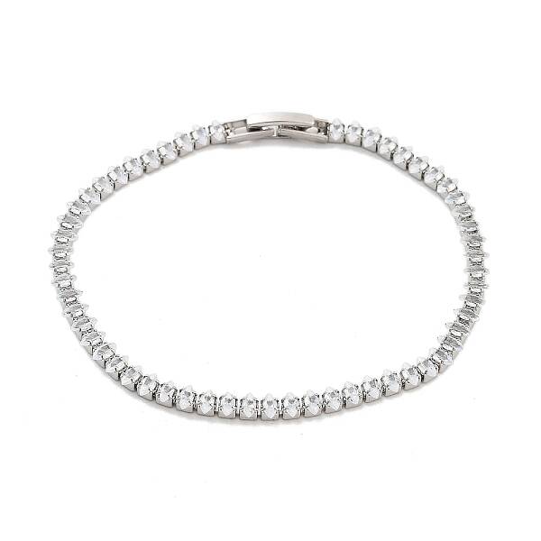 Brass Pave Clear Cubic Zirconia Horse Eye Link Bracelets