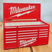 Milwaukee Workbench Toolbox Pen Holder - Mini Tool Chest Organizer for Desk, Durable 3D-Printed Material, Ideal for Mechanics...