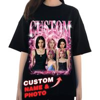 Custom Bootleg Rap Tee Shirt Personalized Photo Tshirt with Face Name for Men Women Boyfriend Girlfriend Valentines Gifts Bla...