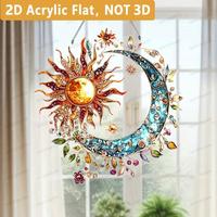 Sun & Moon Pattern Acrylic Hanging Ornament, 1 Count Colorful Hanging Decoration, Hanging Decor for Home Garden Party, Ideal ...