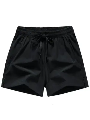 Men's Regular Fit Solid Drawstring Waist Track Shorts, Casual Elastic Waist Pocket Bottoms for Daily Wear, National Day Cloth...