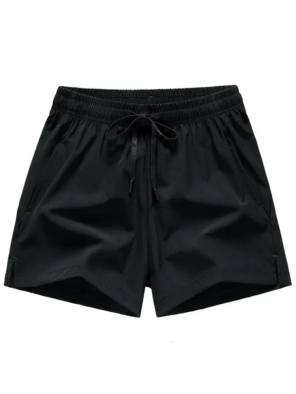 Men's Regular Fit Solid Drawstring Waist Track Shorts, Casual Elastic Waist Pocket Bottoms for Daily Wear, National Day Cloth...