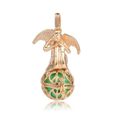 Golden Plated Brass Hollow Round Cage Pendants