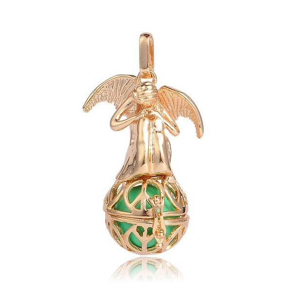 Golden Plated Brass Hollow Round Cage Pendants