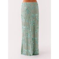 Women Y2K Sequin Long Skirt Sparkle Rhinestone Floral Maxi Skirt High Waist Glitter Midi Skirt Going Out