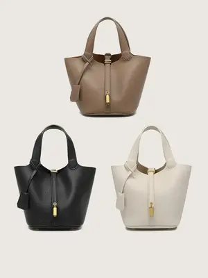 Women's Solid Color Handbag, Fashionable PU Leather Shoulder Bag for Daily Used, Casual Trendy Versatile High-quality Daily C...