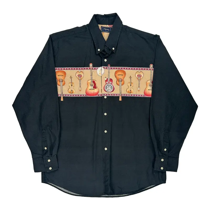 Roper Patterned Shirt - XL Black Cotton