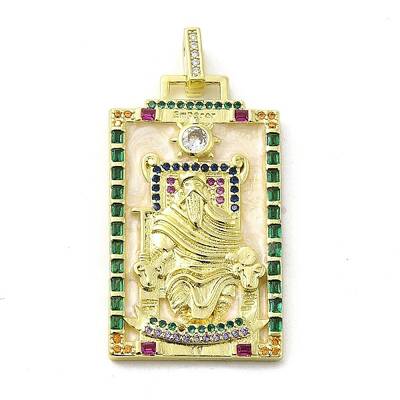 Brass Micro Pave Cubic Zirconia Pendants with Enamel