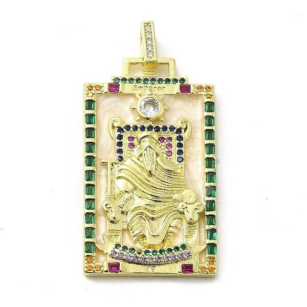 Brass Micro Pave Cubic Zirconia Pendants with Enamel