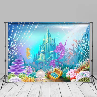 Atlantis Glitter Mermaid Summer Backdrop For Photo - Aperturee