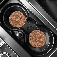 Car Coaster, 2 Counts/set Round Anti-slip Car Cup Holder Pad, Car Interior Decoration Accessories for Women & Men, Car Access...