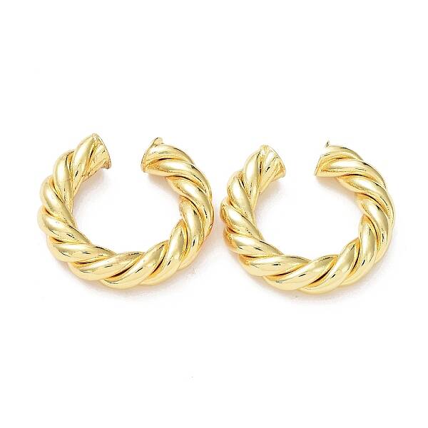 Rack Plating Brass Twist Rope Cuff Earrings for Women