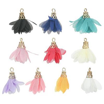 10Pcs 10 Colors Chiffon Pendants