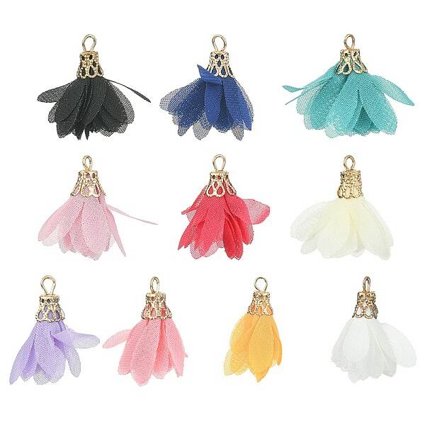 10Pcs 10 Colors Chiffon Pendants