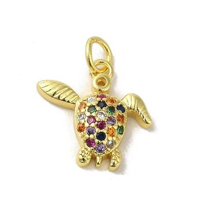 Real 18K Gold Plated Brass Pave Colorful Cubic Zirconia Pendants