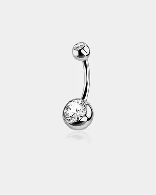 CZ Internally Threaded Titanium Belly Ring - 8mm