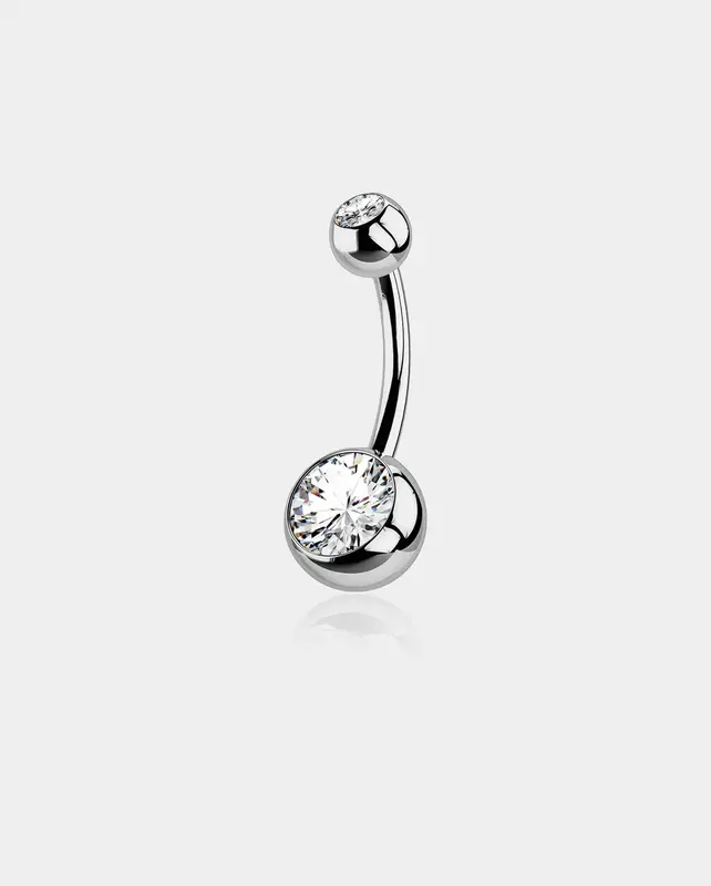 CZ Internally Threaded Titanium Belly Ring - 8mm