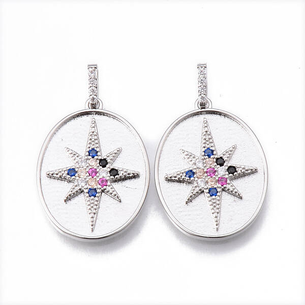 Brass Micro Pave Cubic Colorful Zirconia Pendants