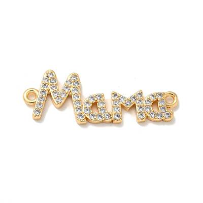 Mother's Day Brass Micro Pave Clear Cubic Zirconia Connector Charms