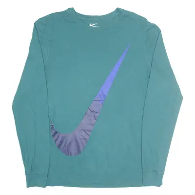NIKE Athletic Cut T-Shirt Green Long Sleeve Mens M