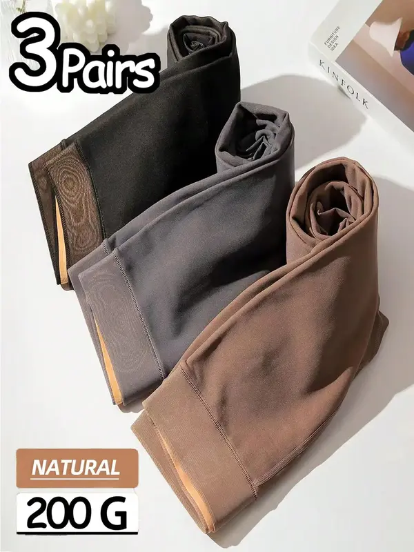 Women's Solid Color Heart Print Thermal Lined Tights, Casual Comfy Warm Pantyhose for Fall & Winter, Women's Tights for Dail...