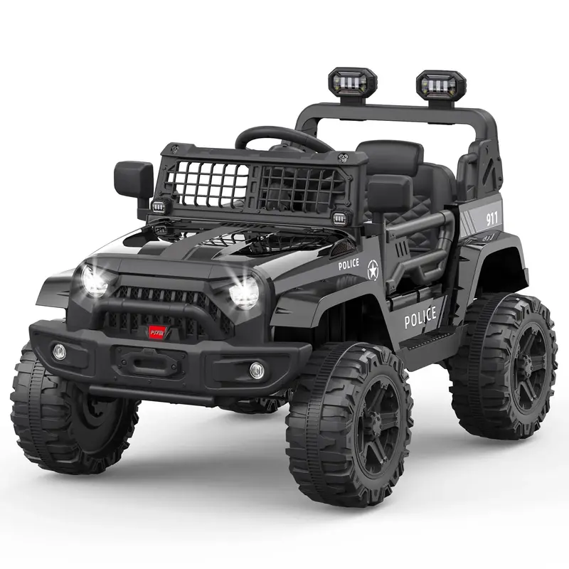 Garvee Ride P Series 12V Kids Electric Vehicles with Remote Control Spring Suspension, LED Lights, Bluetooth, 2 Speeds - Blac...
