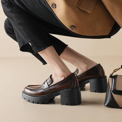 CHIKO Dalisha Round Toe Block Heels Loafers Shoes