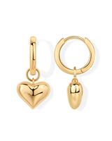 PAVOI 14K Gold Plated Sterling Silver Posts Charm Huggie Earrings for Women - Lightweight Love Heart Moon Flower Star Drop Da...