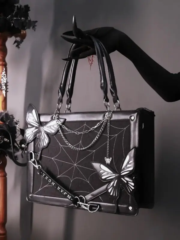 Women's Fashionable Butterfly Design Handbag, Casual Pu Leather Zipper Crossbody Bag for Daily Used, Trendy Versatile Y2k Bag...