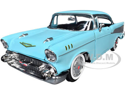 1957 Chevrolet Bel Air Light Blue Timeless Legends Series 1/24 Diecast Model Car by Motormax