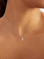 Stainless Steel Letter A-Z Pendant Necklace for Women & Girls, Fashion Jewelry for Party, Daily Decor, Trendy All-match & Exq...