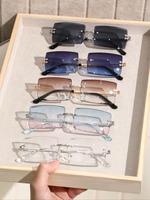 Rectangle Frames Eyeglasses & Sunglasses for Men Women, Fall Vintage Multicolor Eyeglasses Set for Outdoor Activities, Thin S...