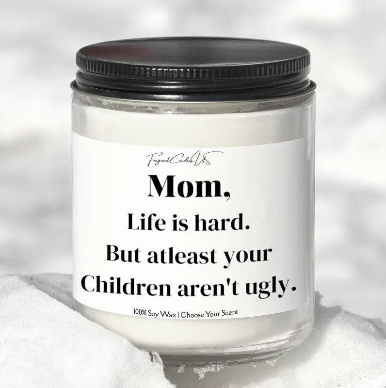 Candle Gifts for mom, Mom gifts, Mom candle, Funny gifts for mom, scented soy candles, Funny Mom Candle, Mom Life is Hard, Bi...