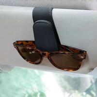 PU Leather Car Sunglass Holder, Magnetic Visor Clip Mount, Universal Glasses Hanger with Card Slot, Auto Interior Accessories...