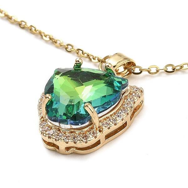 Tiger Head Light Gold Brass Micro Pave Cubic Zirconia Pendant Necklaces