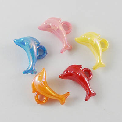 Opaque AB Color Acrylic Dolphin Charms
