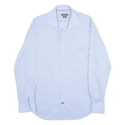 TOMMY HILFIGER Fitted Plain Shirt Blue Long Sleeve Mens L