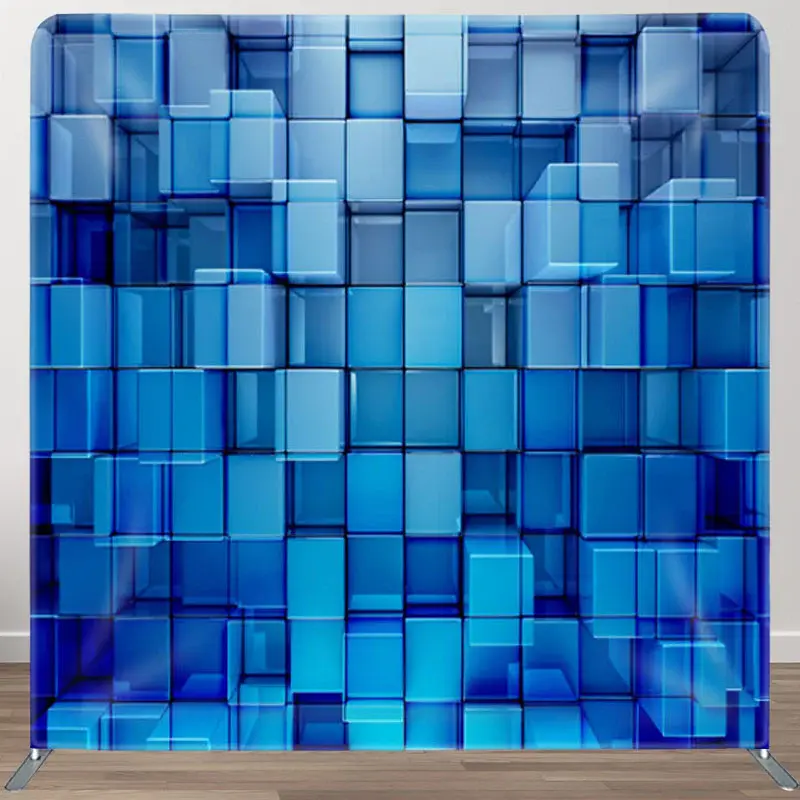 Aperturee 3D Blue Blocks Fabric Backdrop Cover For Party Decor - Aperturee