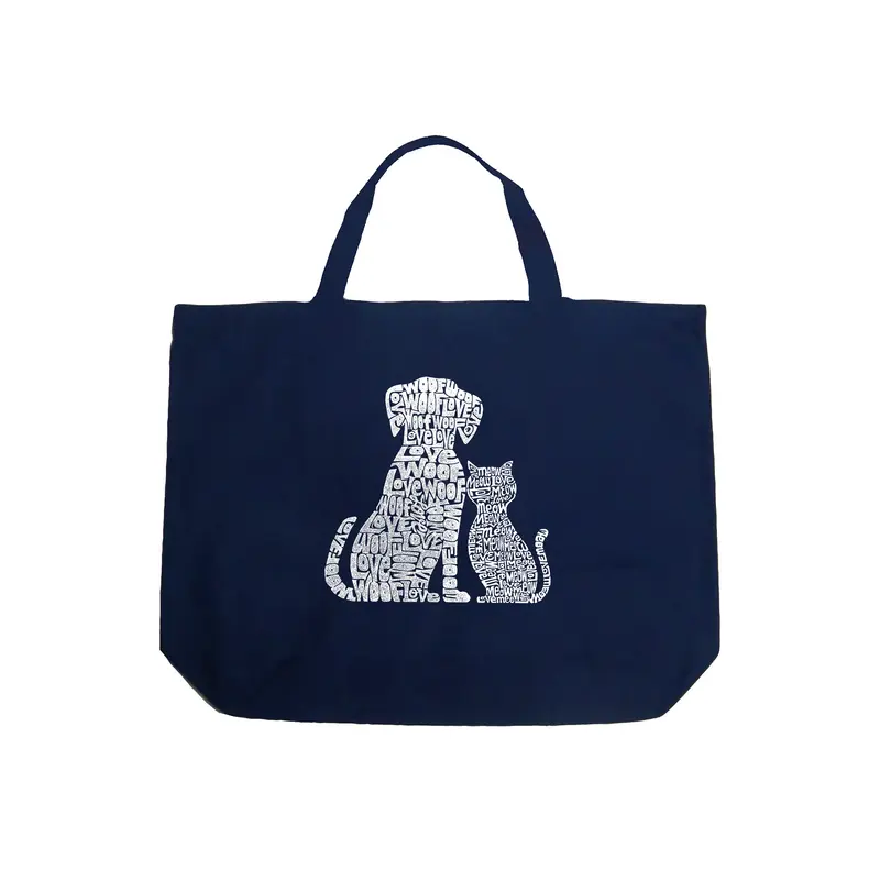 Dogs and Cats - Large Word Art Tote Bag - Royal