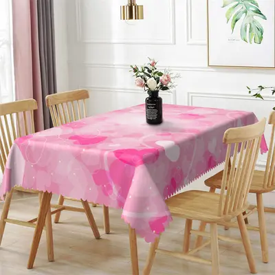 Dreamlike Valentines Pink Heart Rectangle Tablecloth - Aperturee